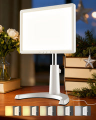 TroupePal light therapy lamp showing 12000 lux full spectrum for mood and focus
