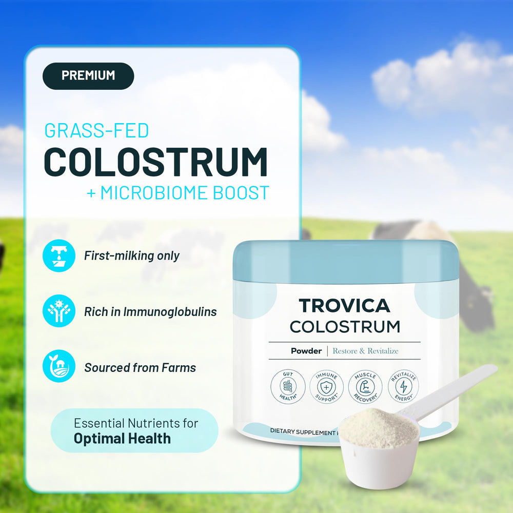 TROVICA Colostrum Powder mixing-stir shows smooth blend in beverages.