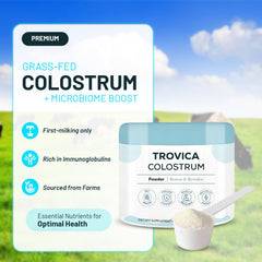 TROVICA Colostrum Powder mixing-stir shows smooth blend in beverages.