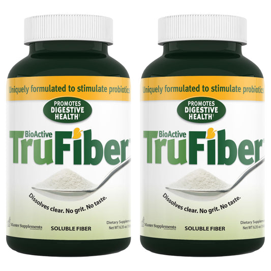 TruFiber packaging display showcasing vegan gluten free prebiotic powder