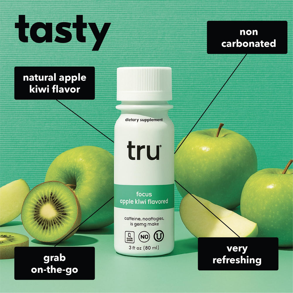 Tru Focus Shot ingredient blend emphasizes yerba mate and L-theanine for focus