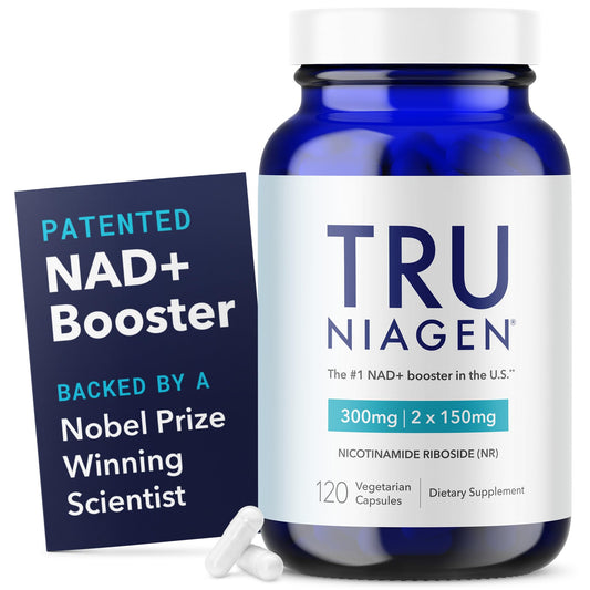 TRU NIAGEN bottle front showing the NAD+ supplement for daily energy support.