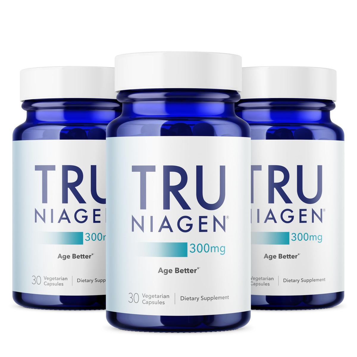 TRU NIAGEN bottle front view highlighting NAD+ support for daily energy