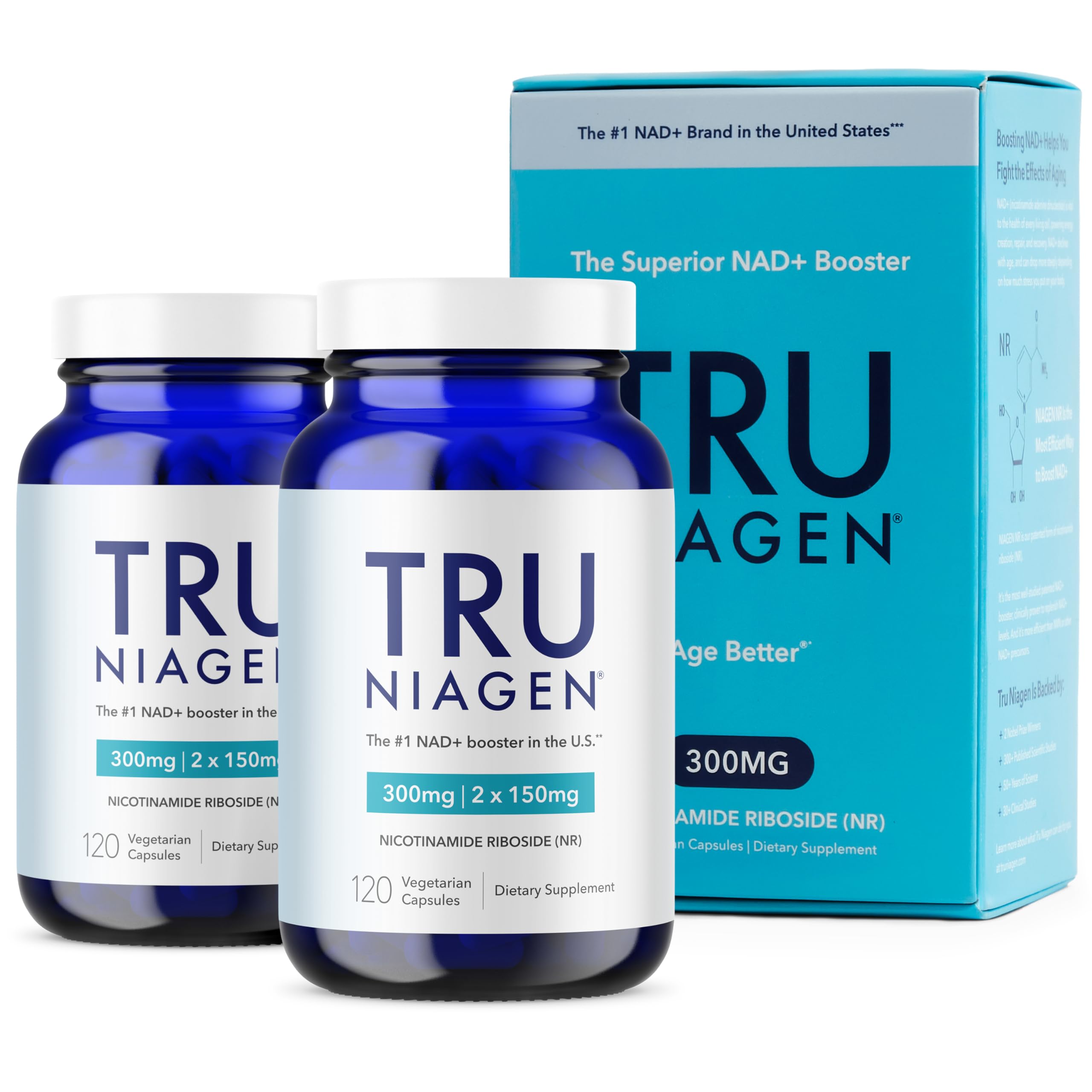 TRU Niagen bottle front showing NAD+ support label for cellular energy