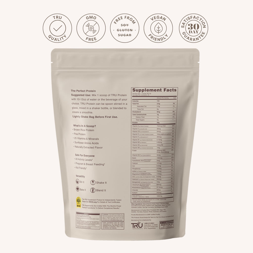 TRU Supplements Banana Maple Muffin pour into shaker demonstrates easy mixability