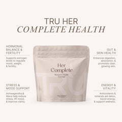 TRU Supplements HER capsules arranged for convenient daily use.