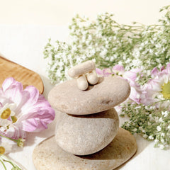 TRU Supplements HER packaging emphasizing natural women's wellness formula for balance.
