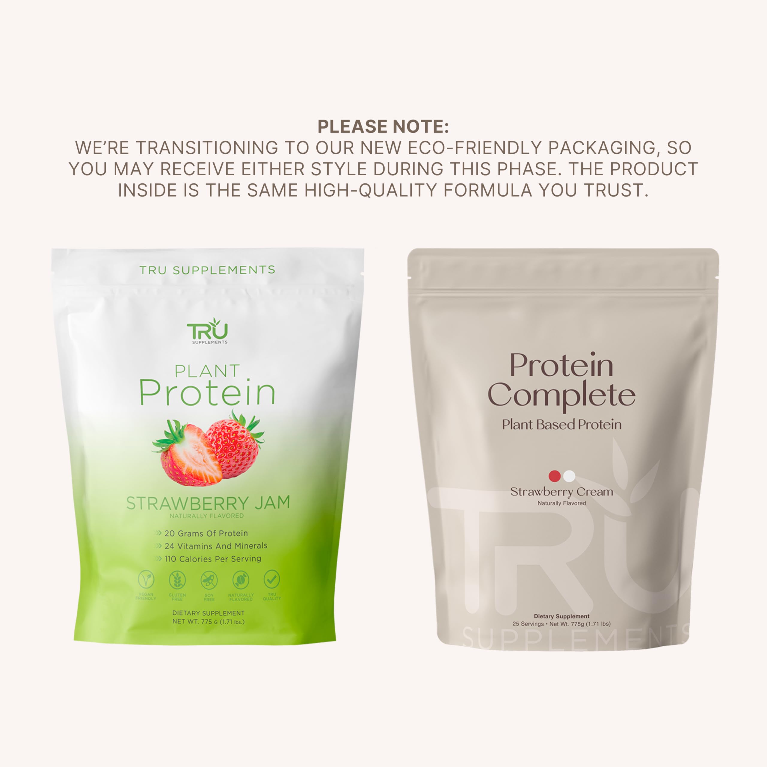 Strawberry cream shake from TRU Supplements highlighting natural sweetness.