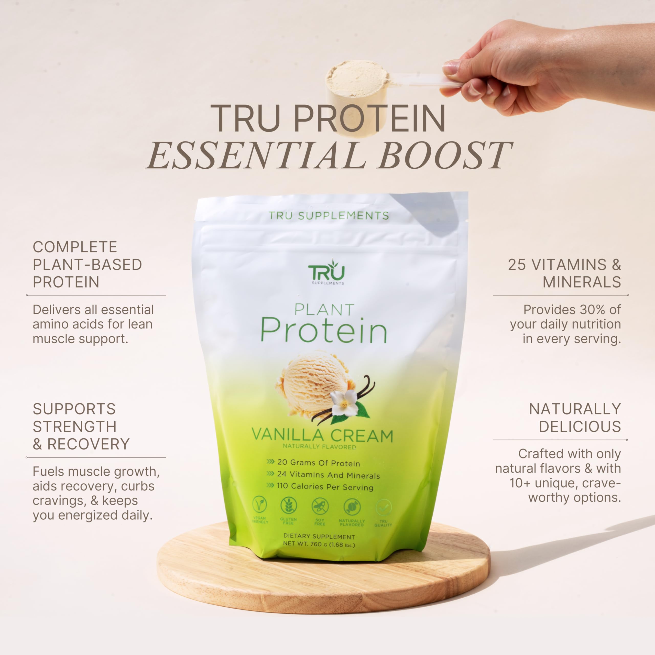 TRU Supplements Vanilla Cream mixing glass — easy, creamy shakes.