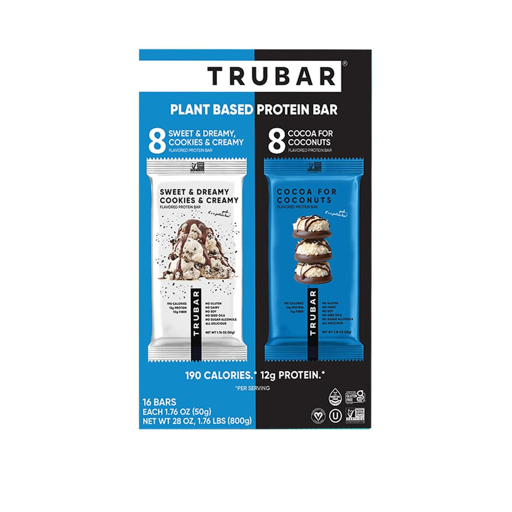 TRUBAR Cocoa Protein Bar front view showing a rich chocolatey texture for a quick snack