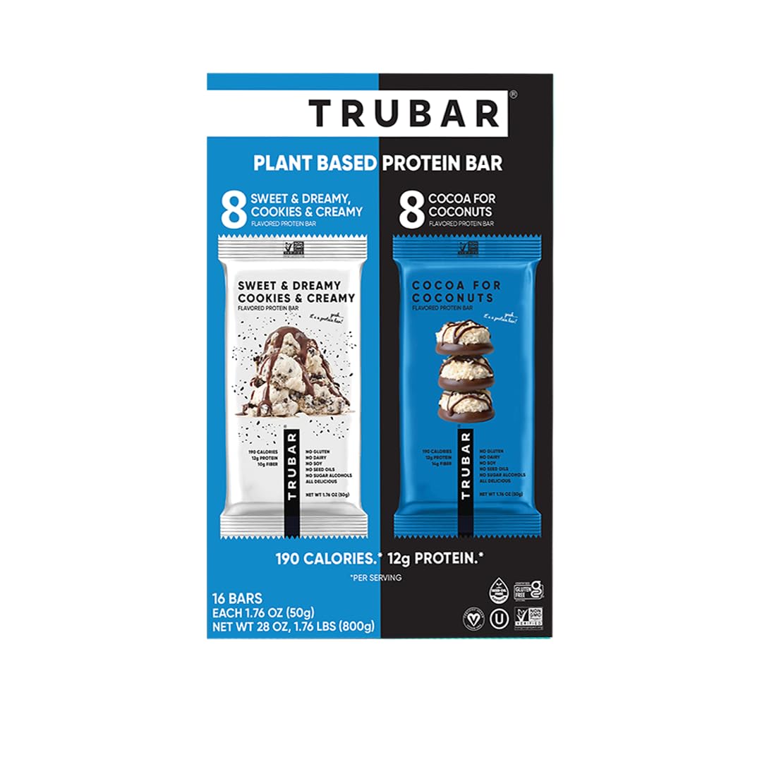 TRUBAR Cocoa Protein Bar front view showing a rich chocolatey texture for a quick snack