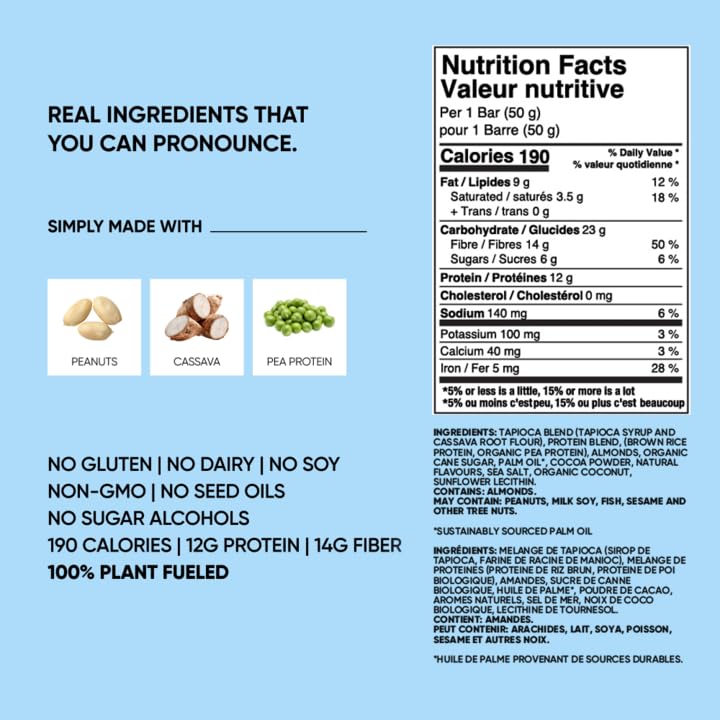 TRUBAR Cocoa Protein Bar ingredient close-up showcasing simple real ingredients