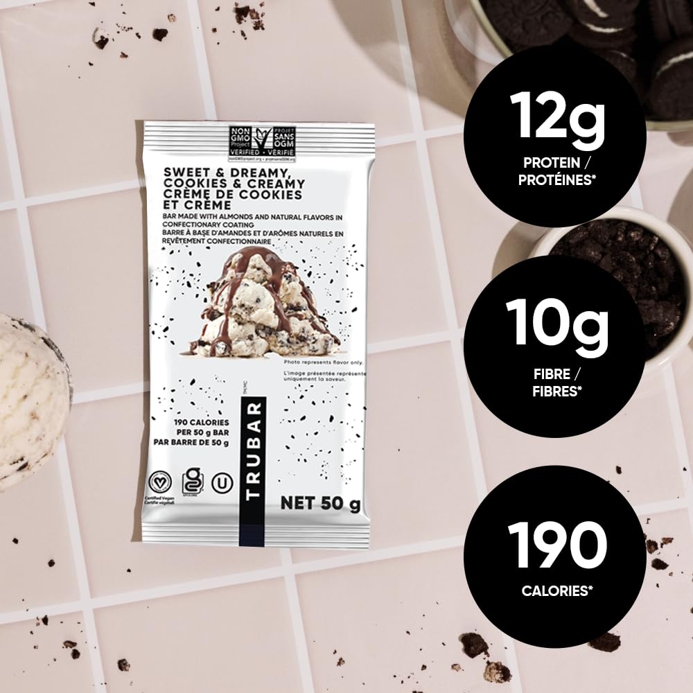 TRUBAR Cocoa Protein Bar texture and bite showing a creamy chocolatey interior
