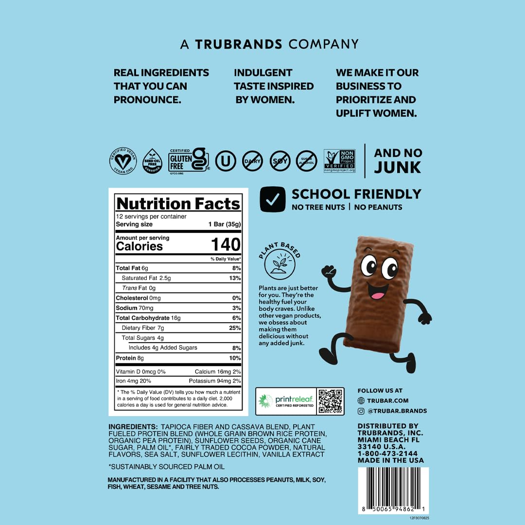 TRUBAR Fudge-Tastic Brownie close-up with rich cocoa and chewy texture