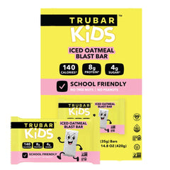 TRUBAR Kids Protein Bars Iced Oatmeal Blast packaging ready for school lunchboxes