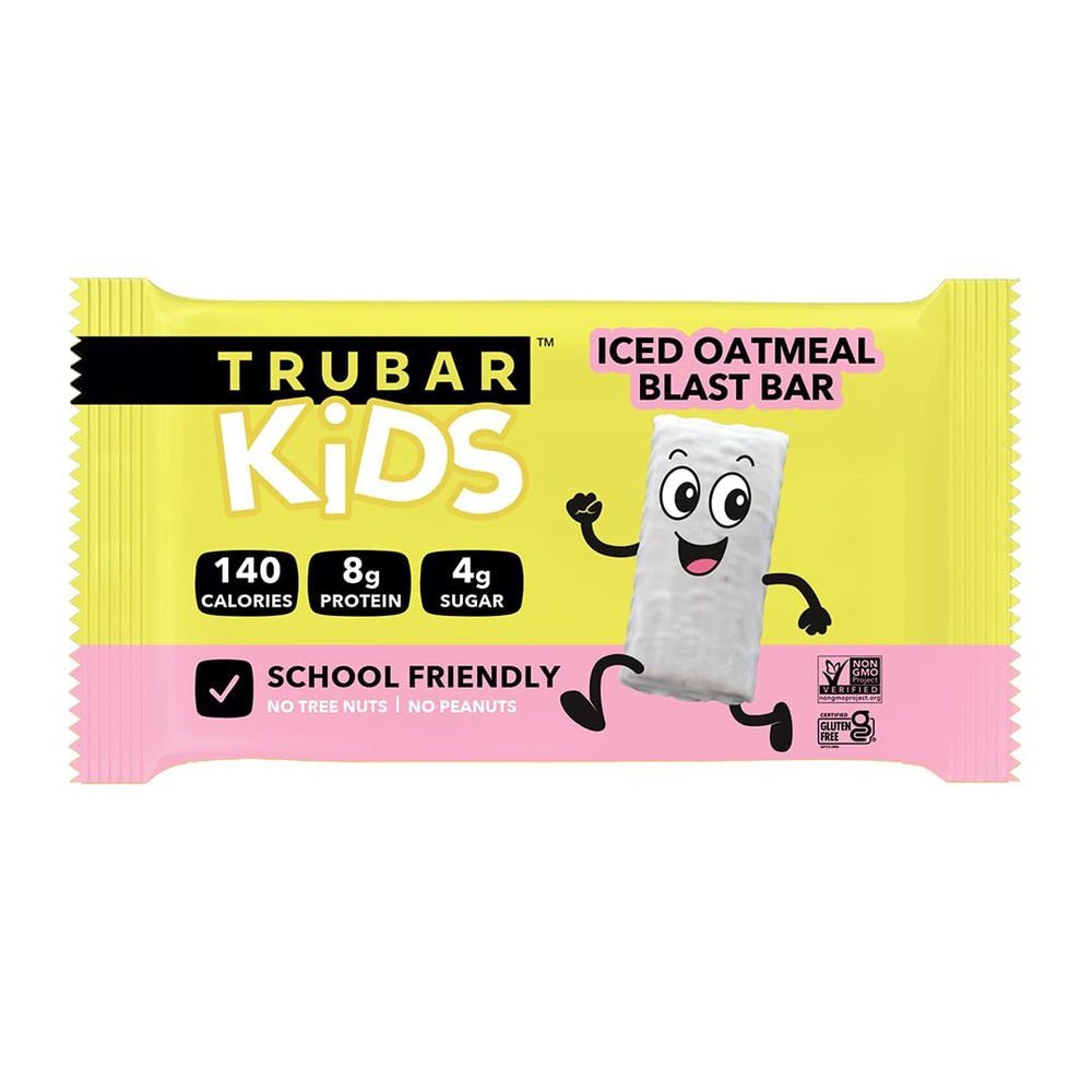 TRUBAR bar shown in a lunchbox with fruit for a balanced snack