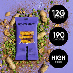 TRUBAR Nutrition panel shows 190-calorie bar with 12g protein and fiber.