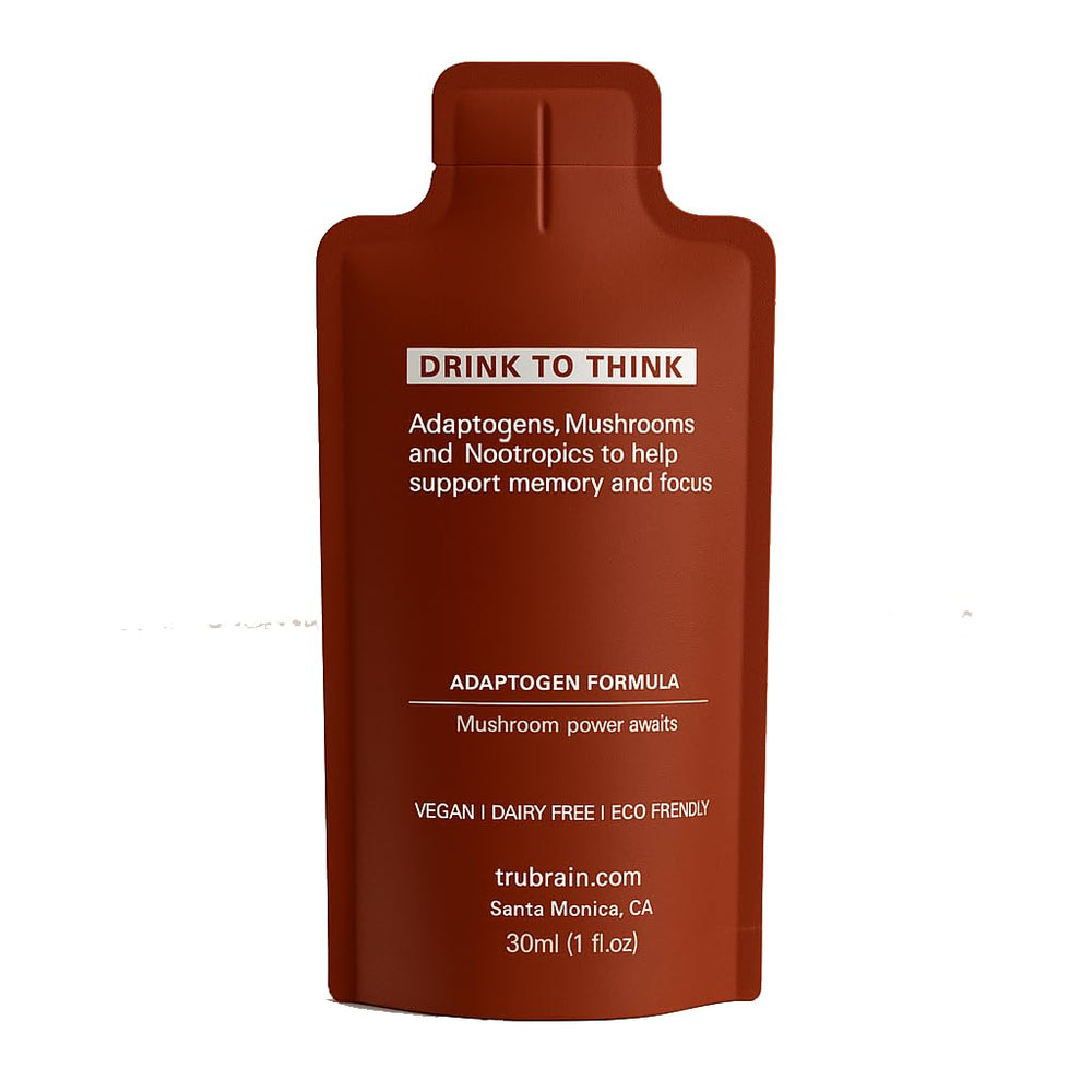 TruBrain Drink liquid in a glass suggests quick, smooth focus support