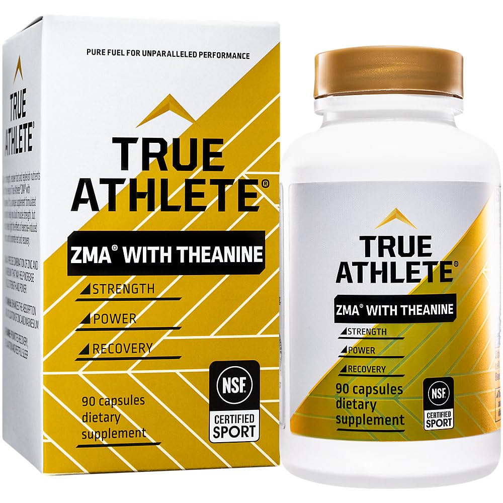 True Athlete ZMA + L-Theanine capsules bottle for nighttime recovery