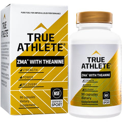 True Athlete ZMA + L-Theanine capsules bottle for nighttime recovery