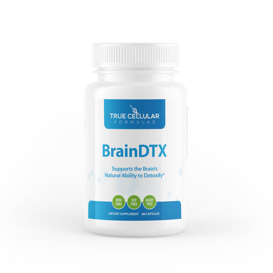 BrainDTX bottle ready for daily cognitive support by True Cellular Formulas