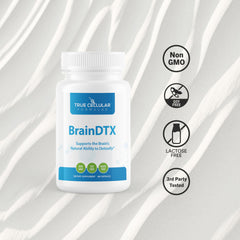 BrainDTX capsules close-up highlighting clean ingredients for memory and focus
