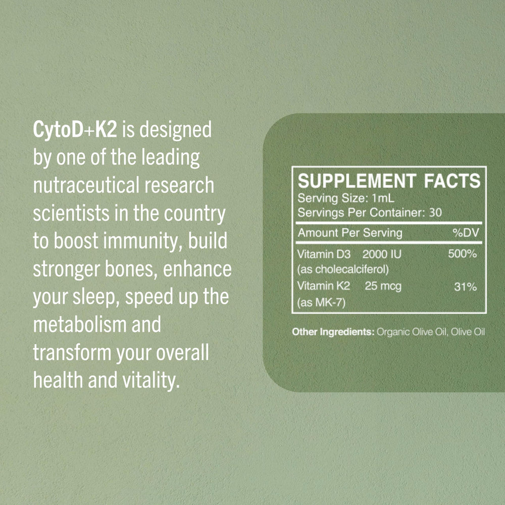Dropper dispensing Cytod-K2 drops for convenient daily supplementation.