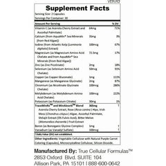 True Cellular Formulas MIN12Absorb label close-up suggests purity and independent testing.