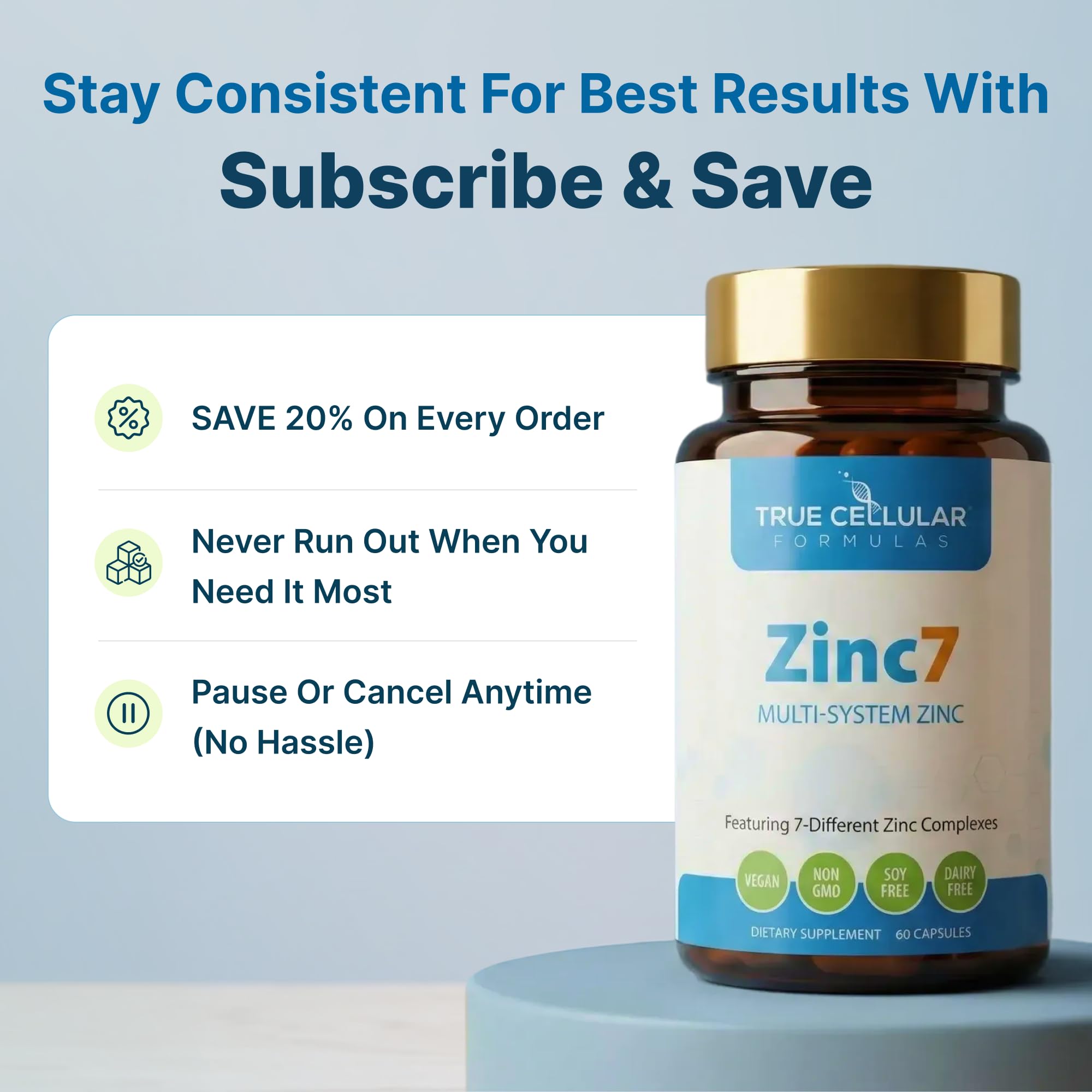 Zinc7 capsules in hand ready for immune support.