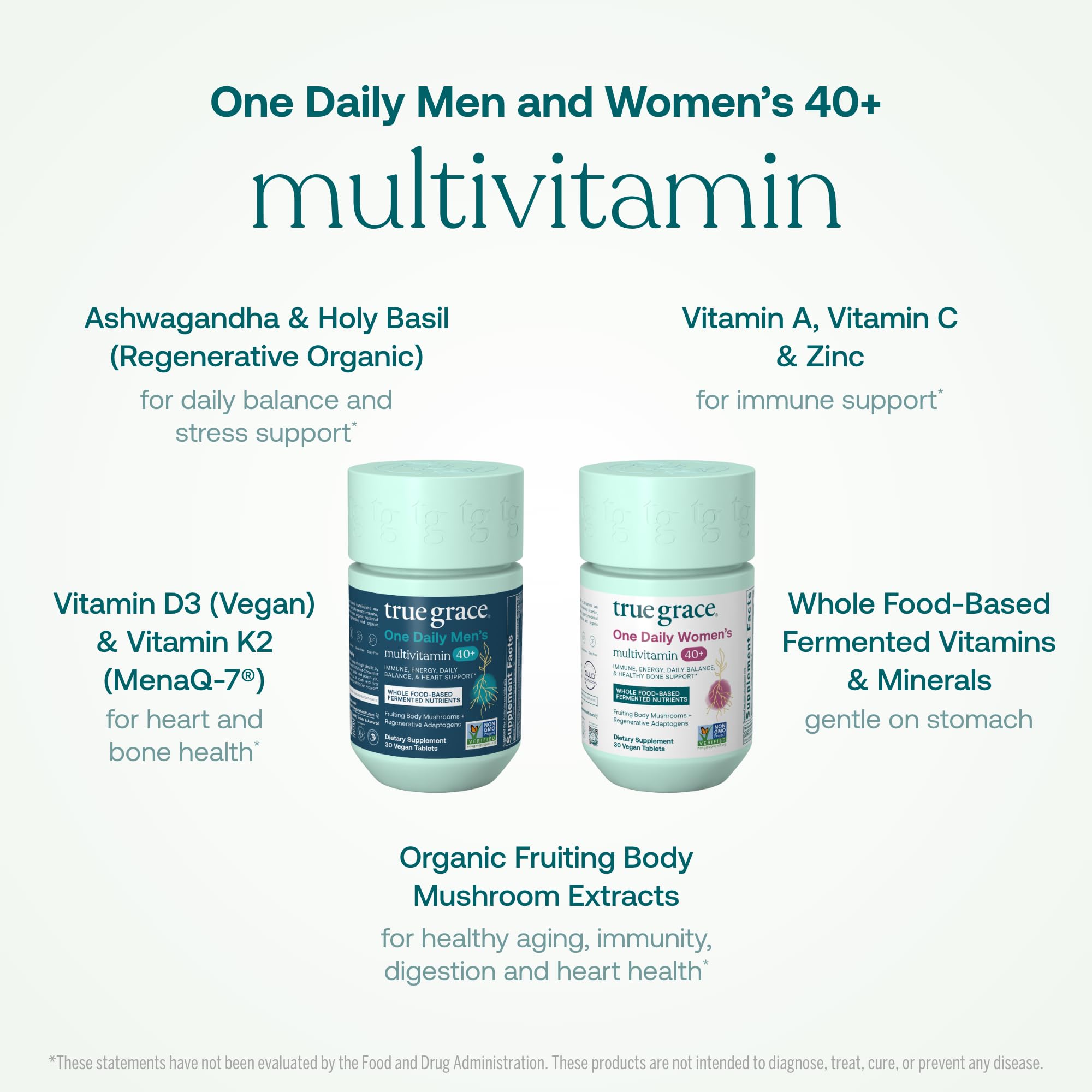 True Grace chelated minerals with fermented nutrients in a vegan formula.