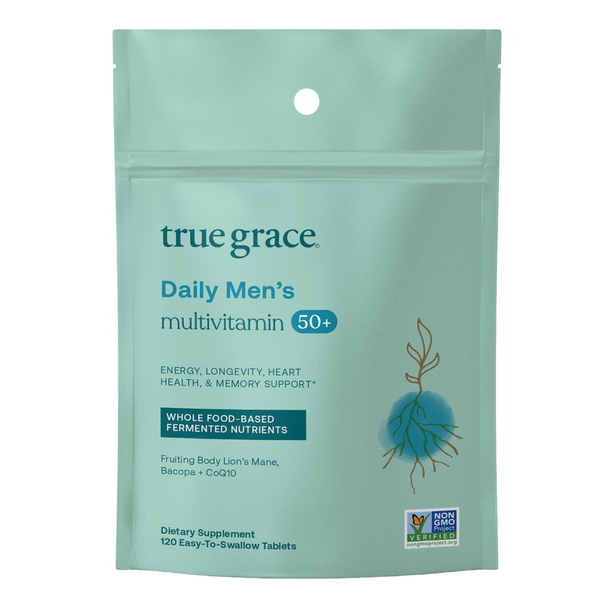 True Grace Daily Multivitamin bottle on a kitchen counter for daily wellness.