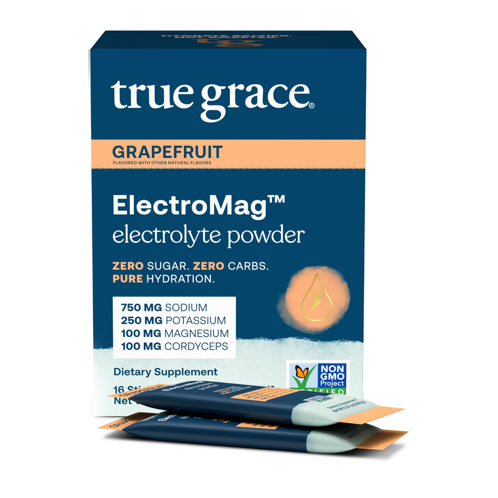 True Grace ElectroMag grapefruit sticks close-up for fast hydration during workouts