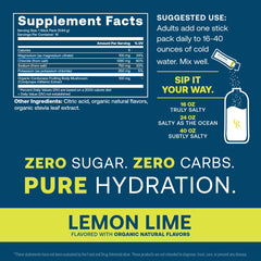 Close-up of True Grace ElectroMag lemon-lime stick pack for convenient on-the-go use.