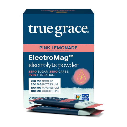 True Grace ElectroMag stick-pack front view for on-the-go hydration