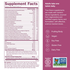 Close-up label of fermented minerals from True Grace multivitamin