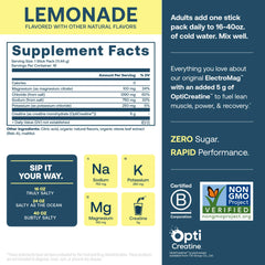 Chilled glass of True Grace ElectroMag Lemonade showing refreshing flavor and hydration.