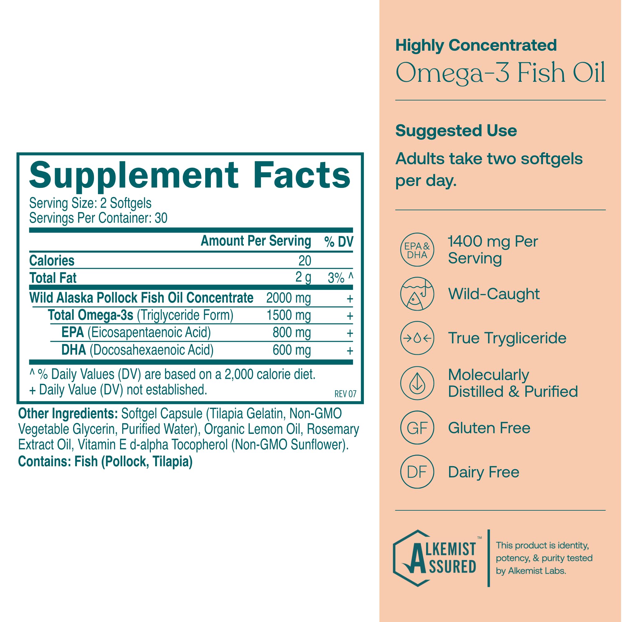 Closeup of True Grace omega-3 softgels showing potent fatty acids.