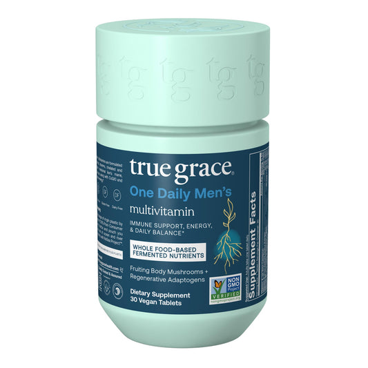 True Grace One Daily bottle front, highlighting a vegan multivitamin for daily wellness.