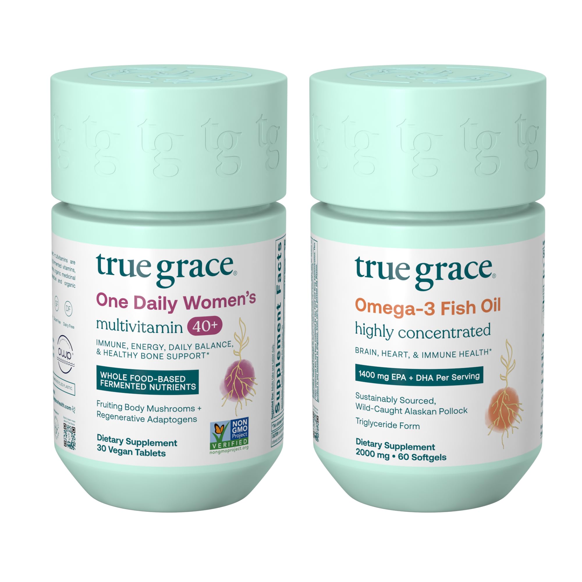 True Grace One Daily multivitamin 40plus bottle ready for daily wellness support.