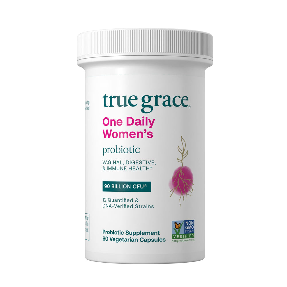 True Grace One Daily Women's Probiotic bottle for convenient daily use.