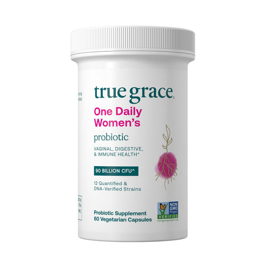 True Grace One Daily Women's Probiotic bottle for convenient daily use.