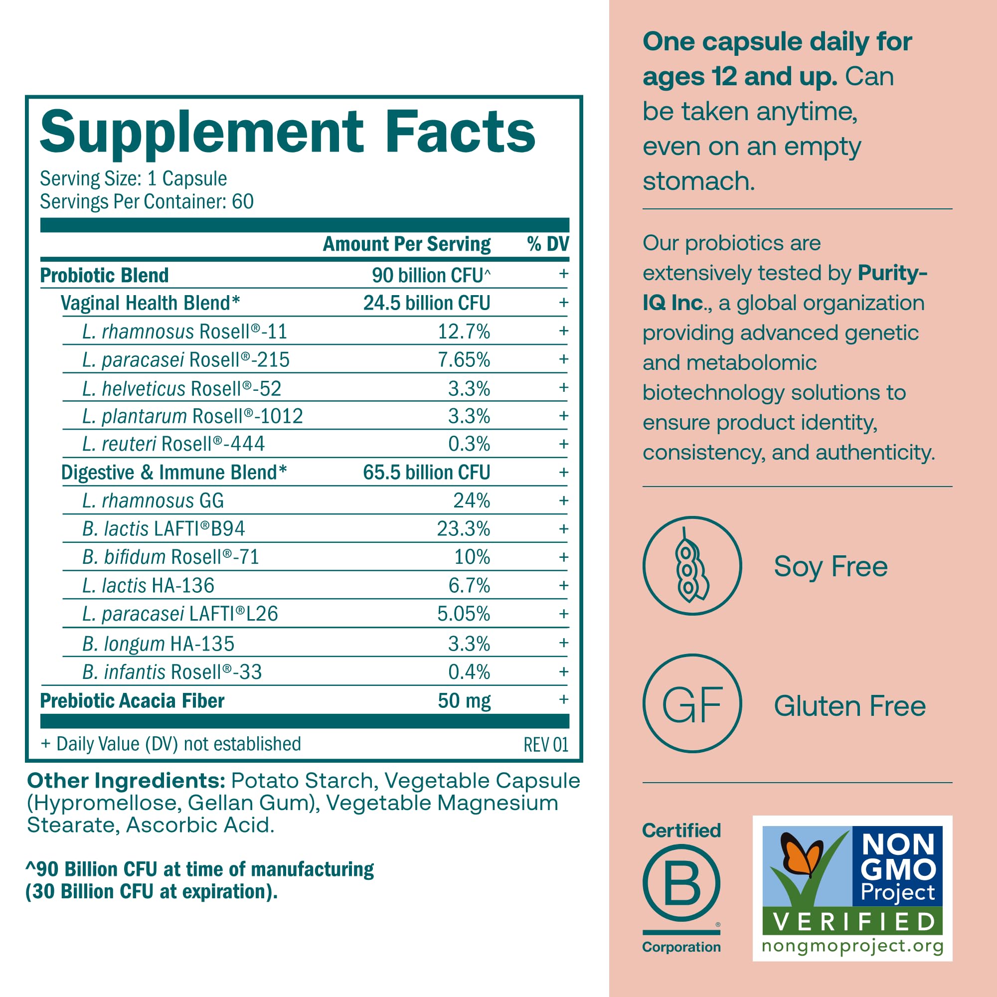 True Grace One Daily Women's Probiotic capsules close-up showing vegan capsules.