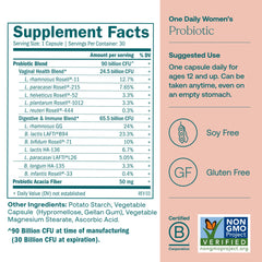 Close-up of True Grace probiotic capsules highlighting 12 cultures and prebiotic fiber