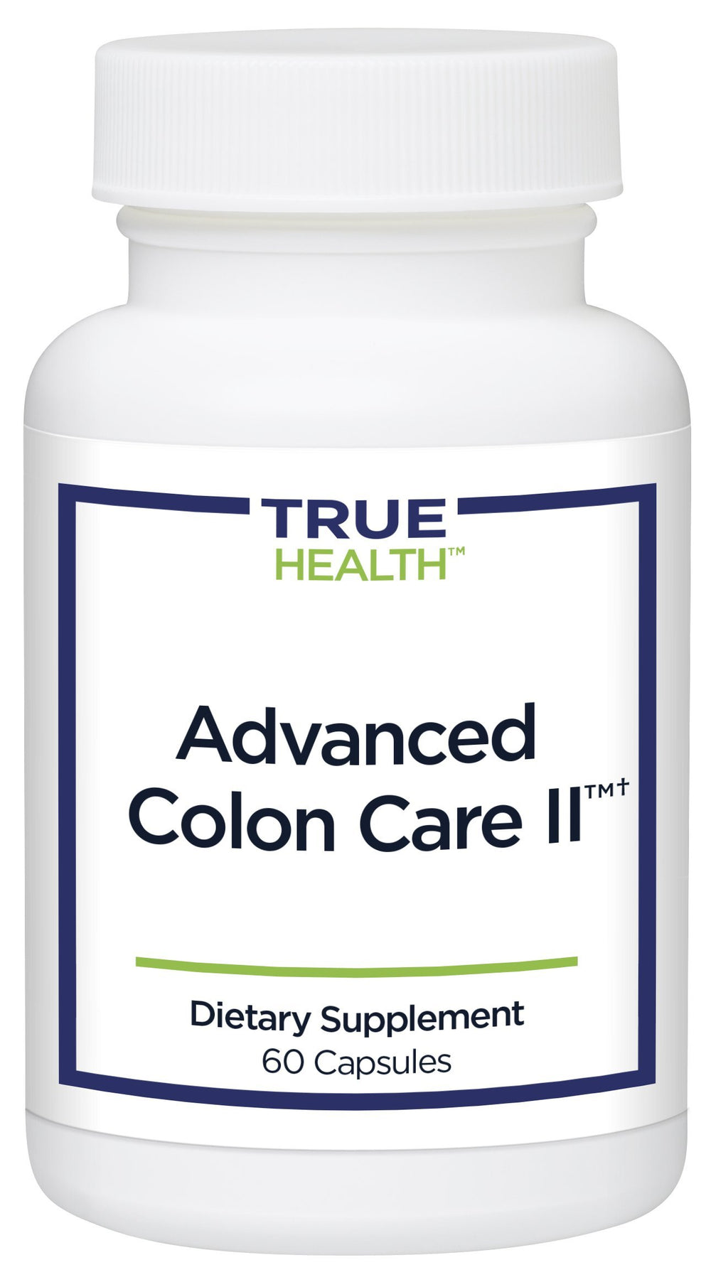 True Health Advanced Colon Care II bottle front for gentle daily bowel support