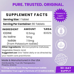 True Life Therapeutics Lugol's iodine tablets USA-sourced ingredients for trusted quality