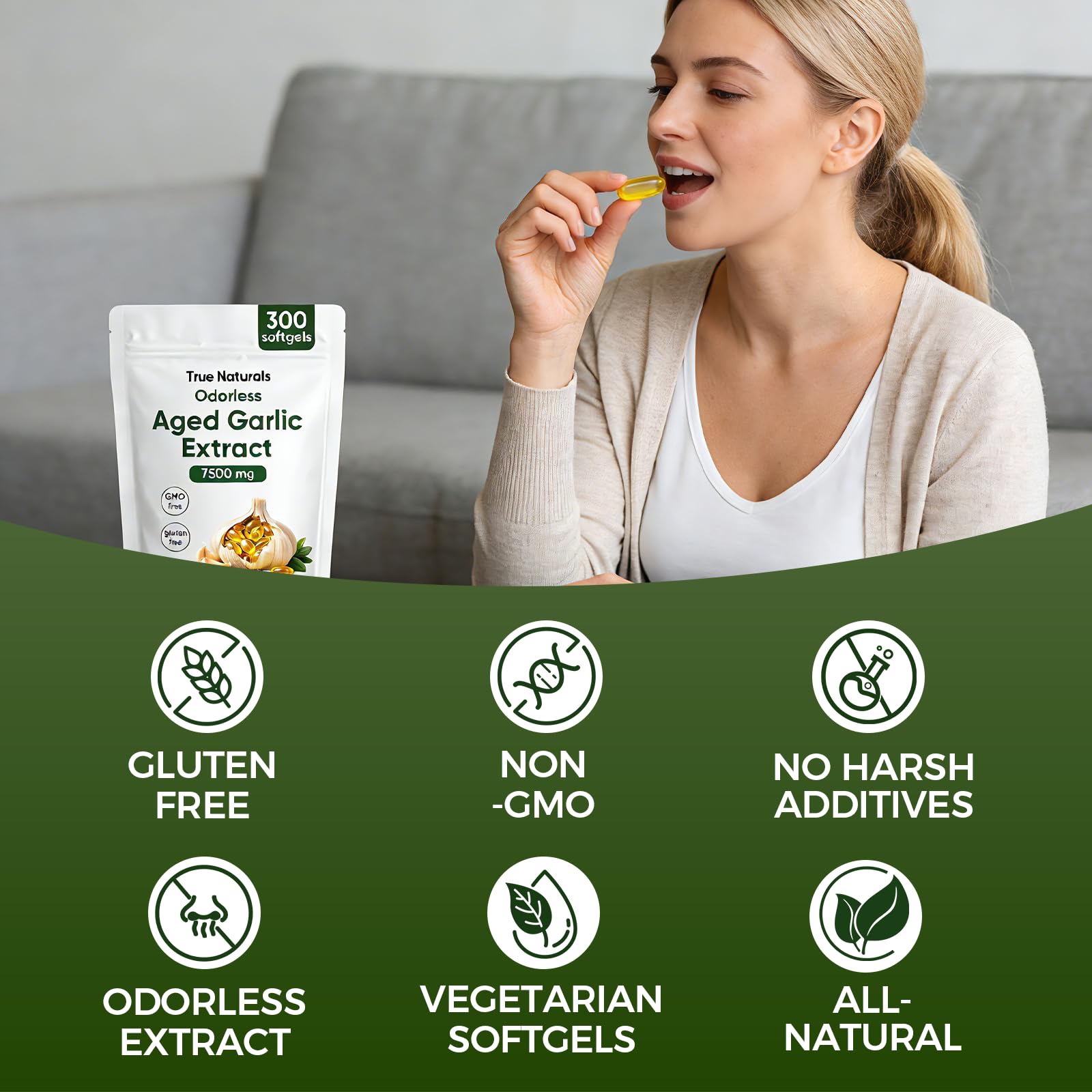 TRUE NATURALS packaging on shelf supports convenient daily use.