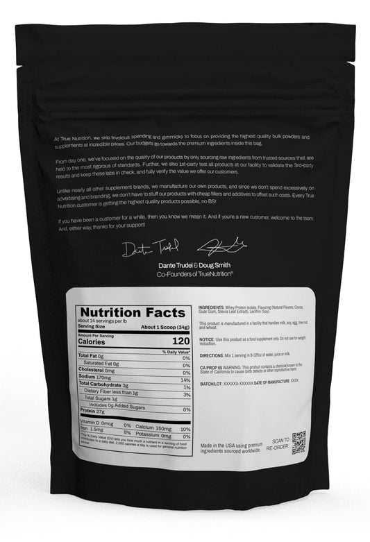 True Nutrition chocolate whey isolate powder scoop for a quick protein boost