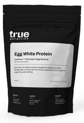 True Nutrition egg white protein powder bottle, dairy-free option for athletes.