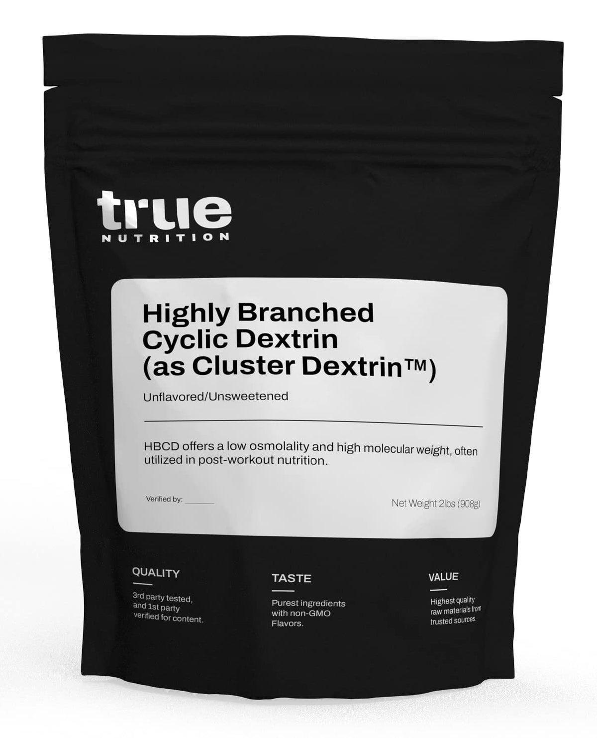 True Nutrition HBCD powder in a jar for fast, steady energy during training.