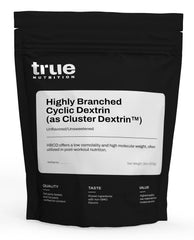 True Nutrition HBCD powder in a jar for fast, steady energy during training.